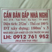 HOT !!! NHÀ NGHỈ Vị Trí Đẹp - Giá Tốt - Cần Bán Nhà Tại 27 A Tuệ Tĩnh Phường Ea Tam Tp Buôn Ma Thuột